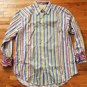 Robert Graham Multicolor Blue Striped Shirt XL